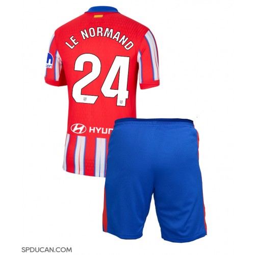 Dječji Nogometni Dres Atletico Madrid Robin Le Normand #24 Domaci 2024-25 Kratak Rukav (+ Kratke hlače)